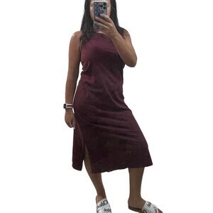 Daily Ritual Dark Maroon Carmine Sleeveless Comfortable T- shirt Dress